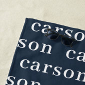 Navy Blue Simple Personalized Herhalingsnaam Strandlaken (In situ)