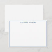 Navy Blue Simple Professional-dun-grens Notitiekaartje (Voorkant / Achterkant)