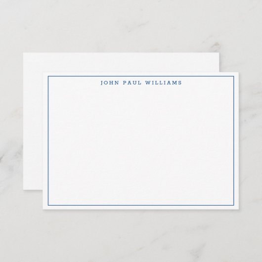 Navy Blue Simple Professional-dun-grens Notitiekaartje (Voorkant / Achterkant)