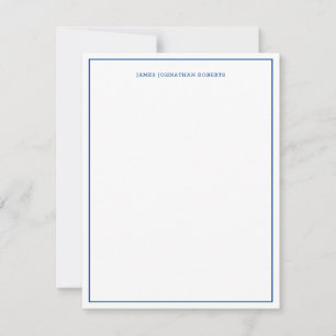 Navy Blue Simple Professional Modern Border Notitiekaartje