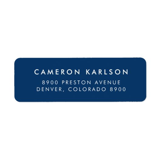 Navy Blue Simple San Serif Typografie Etiket (Voorkant)