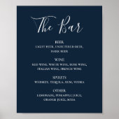 Navy Blue Simple script drink bar menu Poster (Voorkant)