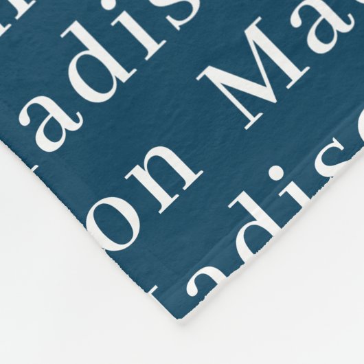 Navy Blue Simple Specialized Baby Name Fleece Deken (Hoek)