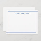 Navy Blue Simple Thin Border Corner Square Notitiekaartje (Voorkant / Achterkant)