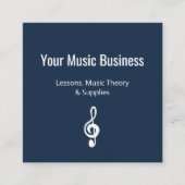 Navy Blue Simple Treble Clef QR-code Muziek Vierkante Visitekaartje (Voorkant)