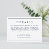 Navy Blue Simple Typography Formal Wedding Details Informatiekaartje (Staand voorkant)