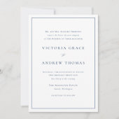Navy Blue Simple Typography Formal Wedding Kaart (Voorkant)
