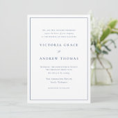Navy Blue Simple Typography Formal Wedding Kaart (Staand voorkant)