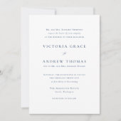 Navy Blue Simple Typography Formal Wedding Kaart (Voorkant)