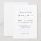 Navy Blue Simple Typography Formal Wedding Kaart (Voorkant / Achterkant)