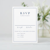 Navy Blue Simple Typography Formal Wedding RSVP Kaartje (Staand voorkant)