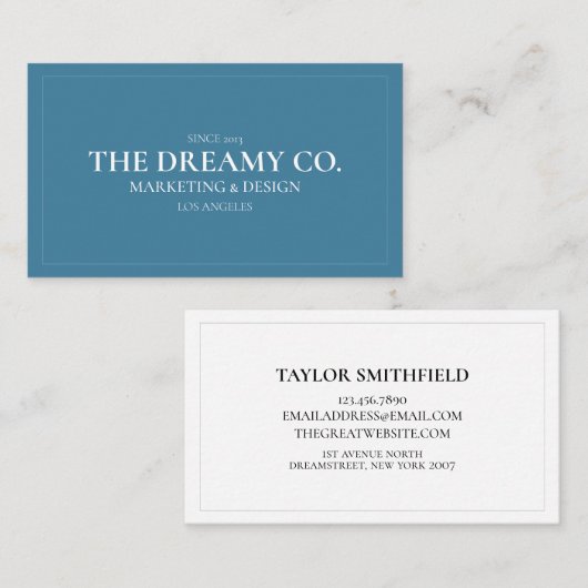 Navy Blue  Simple Visitekaartje (Voorkant / Achterkant)