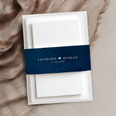 Navy Blue Simple Wedding Uitnodigingen Wikkel