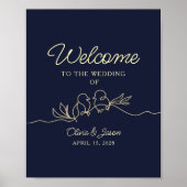 Navy Blue Simple Wedding Welcome Poster (Voorkant)