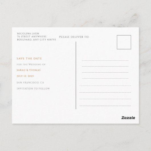 Navy Blue Sinaasappel Boho Floral Herfst Bewaar de Briefkaart (Achterkant)