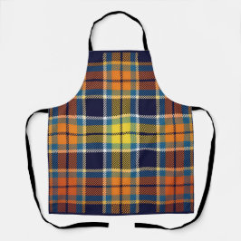 Navy Blue Sinaasappel Plaid Schort
