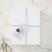 Navy Blue Single Roos en Leaves Wedding Welcome Cadeaulabel (Met Touw)