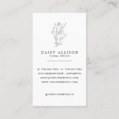 Navy Blue Sketched Florals | Moderne minima Visitekaartje (Achterkant)