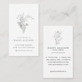 Navy Blue Sketched Florals | Moderne minima Visitekaartje (Voorkant / Achterkant)