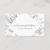 Navy Blue Sketched Florals | Moderne minima Visitekaartje (Voorkant)