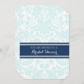 Navy Blue Sky Damask Bridal Shower Kaart (Voorkant / Achterkant)