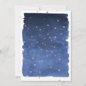 Navy Blue Sky en Golden Stars Baby shower Invitat Kaart (Achterkant)
