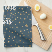 Navy Blue Sky van Gouden Sterren Theedoek (Quarter Fold)