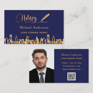 Navy blue skyline QR code foto Visitekaartje