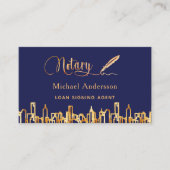 Navy blue skyline QR code foto Visitekaartje (Voorkant)