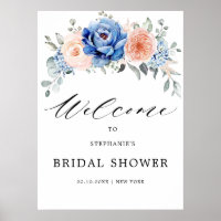 Navy Blue Slate Dusty Blush Bidal Shower Welkom