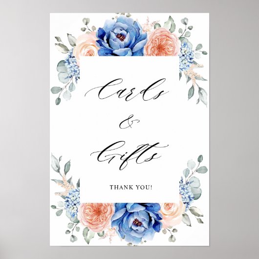 Navy Blue Slate Dusty Blush Cards & Gifts Poster (Voorkant)
