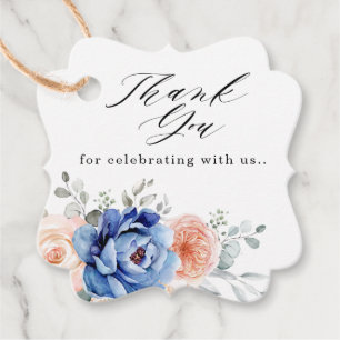 Navy Blue Slate Dusty Blush Dank je huwelijk Bedankjes Labels