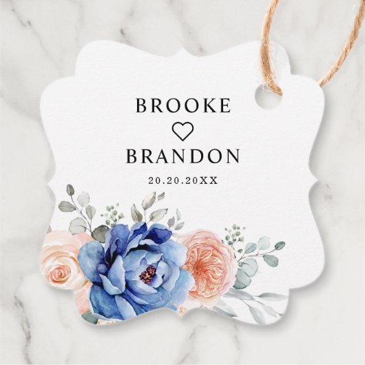 Navy Blue Slate Dusty Blush Dank je huwelijk Bedankjes Labels (Achterkant)