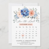 Navy Blue Slate Dusty Blush-kalender Bewaar datum Save The Date (Voorkant)