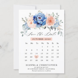 Navy Blue Slate Dusty Blush-kalender Bewaar datum Save The Date