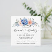 Navy Blue Slate Dusty Blush Pink Brunch & Bubble Kaart (Staand voorkant)