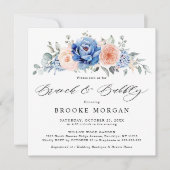 Navy Blue Slate Dusty Blush Pink Brunch & Bubble Kaart (Voorkant)