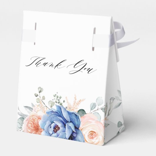 Navy Blue Slate Dusty Blush Pink Floral Bedankdoosjes (Achterkant)