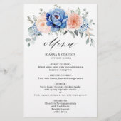 Navy Blue Slate Dusty Blush Pink Floral Menu (Voorkant)