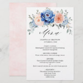 Navy Blue Slate Dusty Blush Pink Floral Menu (Voorkant / Achterkant)