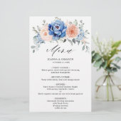 Navy Blue Slate Dusty Blush Pink Floral Menu (Staand voorkant)