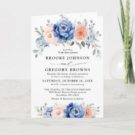 Navy Blue Slate Dusty Blush Pink Floral Wedding