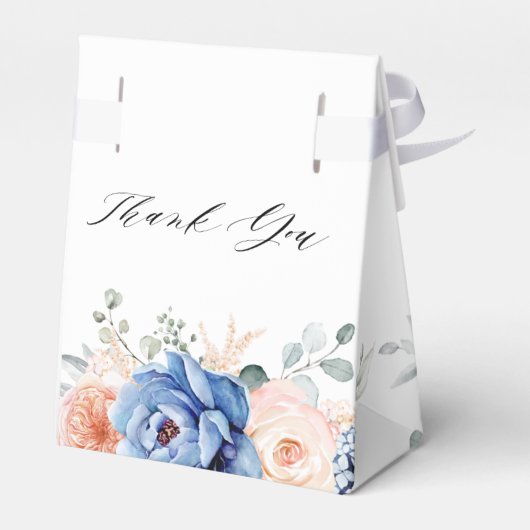 Navy Blue Slate Dusty Blush Pink Floral Wedding Bedankdoosjes (Achterkant)