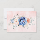 Navy Blue Slate Dusty Blush Pink Floral Wedding Bedankkaart (Achterkant)
