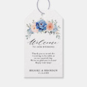 Navy Blue Slate Dusty Blush Pink Floral Wedding Cadeaulabel (Voorkant)