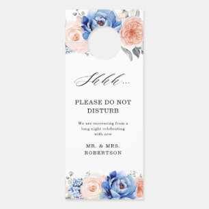 Navy Blue Slate Dusty Blush Pink Floral Wedding Deurhanger