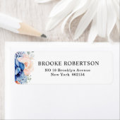 Navy Blue Slate Dusty Blush Pink Floral Wedding Etiket (Insitu)