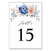 Navy Blue Slate Dusty Blush Pink Floral Wedding Kaart (Achterkant)