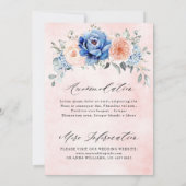 Navy Blue Slate Dusty Blush Pink Floral Wedding Kaart (Achterkant)