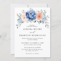 Navy Blue Slate Dusty Blush Pink Floral Wedding